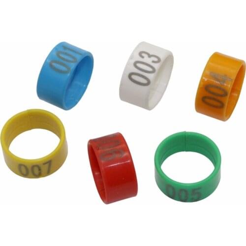 Chicken Duck Goose Digital Foot Ring Inner Diameter 1.6cm/1.8cm/2.0cm 6 Colors Plastic Chick Duck Goose Farm Equipment 100 Pcs