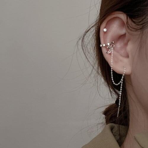 Kpop Trendy Star Moon Earring Lineear Bone Womens Fashion Korean Simple Geometric Silver Color Stud Earrings Acrylic