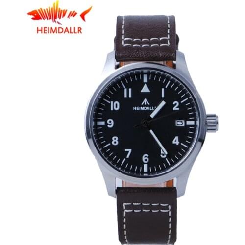 HEIMDALLR Mens Pilot Watch 39mm Black Dial Sapphire Glass Luminous 150m Diver Watches NH35A Automatic Movement Watch