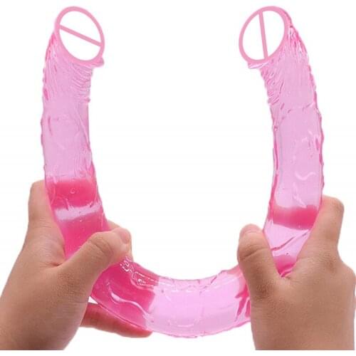 Soft Double head Dildos For Women Lesbian Realistic Jelly Flexible Aritifical Penis Women Masturbator Strapon Dildo Fake Penis