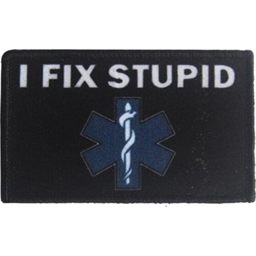 I Fix Stupid 3D Embroidery Armband Outdoor Sports Decorative Badge Clothing Backpack Hat Jeans Jacket Fashion Personality Patch