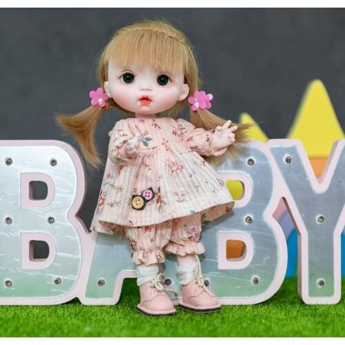 NPK New Doll 8inch Small Cute OB Doll White Skin Handy Portable Cute Baby Girl Doll High Quality Doll