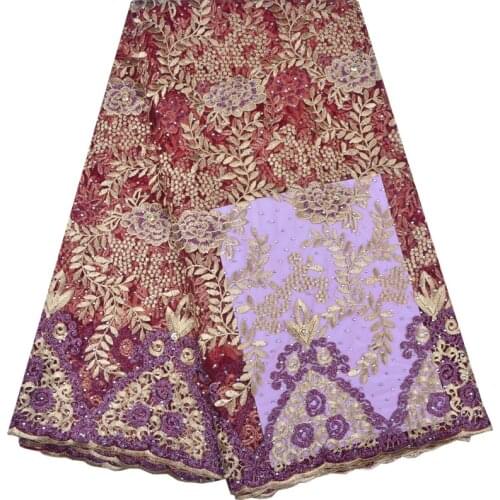 Latest African French Lace Fabric With Plenty Stones High Quality African Tulle Lace Fabric For Wedding French Lace Fabric 1260