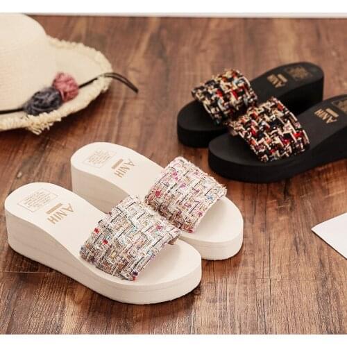 Summer new high heel fashion slope heel sandal wear versatile womens casual and comfortable beach shoes