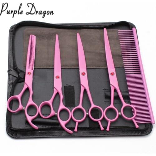 Animal Shears 7" Z3102 5Pcs Purple Dragon Cats Grooming Scissors Thinning Shears Cutting Scissors Thinning Shears Pets Scissors