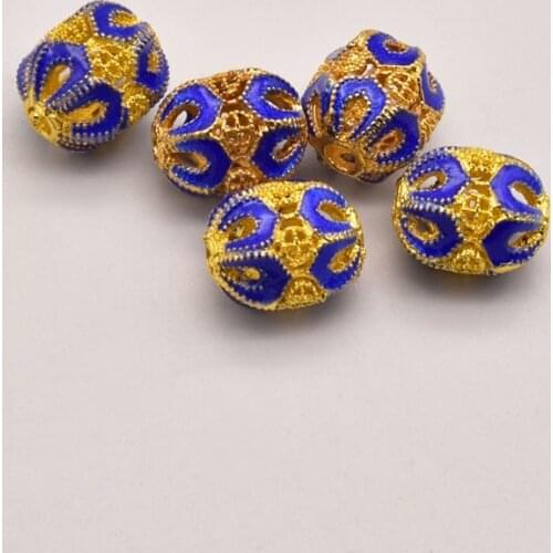 2 Pcs/Lot 11mm*10mm Cloisonne Brass Gold-Plated Bucket Beads Aperture 2Mm Perforated Beads Loose Beads Wholesale JA0362