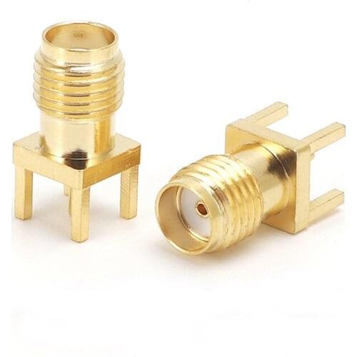 10PCS SMA Female Jack Adapter Solder Nut Edge PCB Clip Straight Mount Gold Plated RF Copper Connector Receptacle Solder Fittings