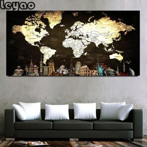 Full Round Diamond Embroidery Large size world map 5D Diy Diamond Painting Square Mosaic Rhinestone Home Decor