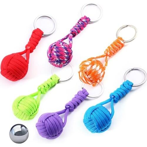 Girl self-defense portable lanyard keychain outdoor safety protection personal steel ball survival weapon self defense