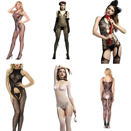 See Through Catsuit Sex Crotchless Jumpsuit Sexi Women Sexy Lingerie Mesh Transparent Leotard Erotic Underwear Ladies Bodysuit