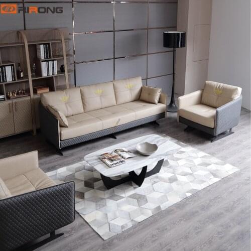 Lxury Elegant Home Living Room Office Executive Leather Sofa Couch Chair Marble Stone Sofa Set