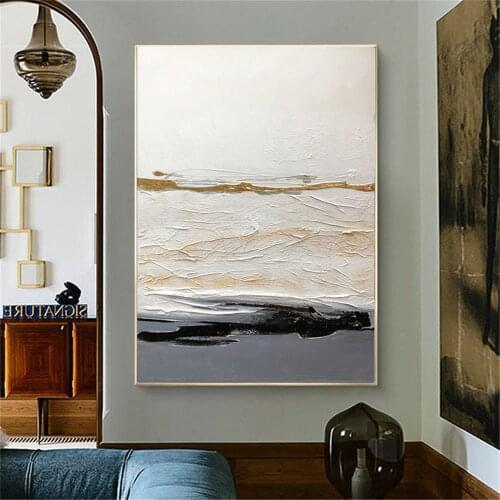 Hand-painted oil painting modern abstract gold foil art picture light luxury home decoration living room entrance wall art mural