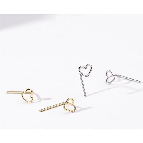 ModaOne Hollow Love Heart Simple Minimalist Gold Color Stud Earrings For Women Girls Elegant Luxury Dainty Jewelry Gifts Bijou