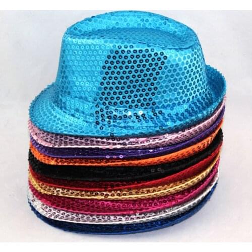 Kids/adult sequins cap for show children paillette hat school team performance bling hat street dance decoration Jazz Dance Show