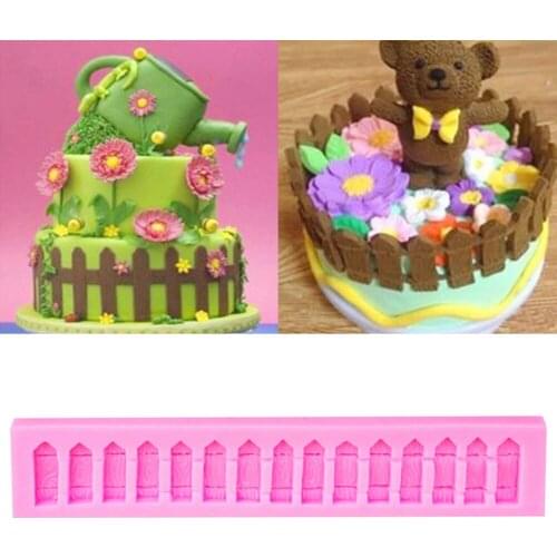 1 Pc DIY Fence Silicone Mold Fondant Cake Baking Tools Kids Children Moulds Pastry Suger Craft Cake Decorating Kitchen ToolS