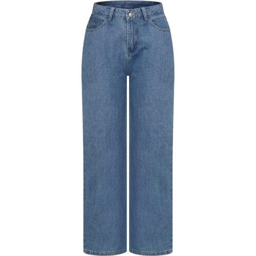 Blue Straight Skinny Jeans High Waist Loose Pants Womens 2021 New Spring Vintage Fashion Office Lady Slim Denim Streetwear