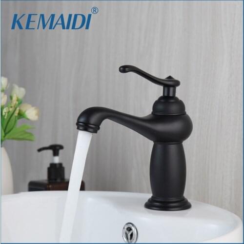 KEMAIDI Black Faucet Stainless Steel Paint Faucet Bathroom Basin Faucets Blacked Hot Cold Mixer Tap Single Hole 2 Style Choice