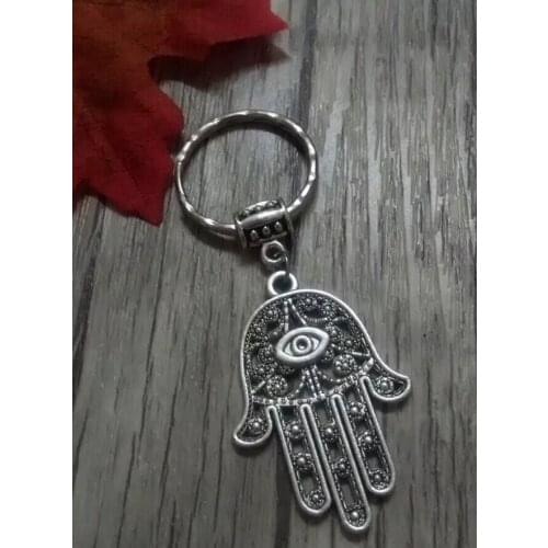 Tibetan silver Fashion Lobster Clasp Hamsa Of Fatima Hand Charm Keychain&Necklace pendant Accessories DIY Jewelry 10 pcs C212