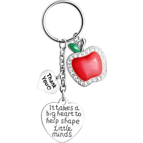 DIY Creative Gift Stainless Steel Keychain Teacher Appreciation Fashionable New Apple Jewelry Keychain Charms