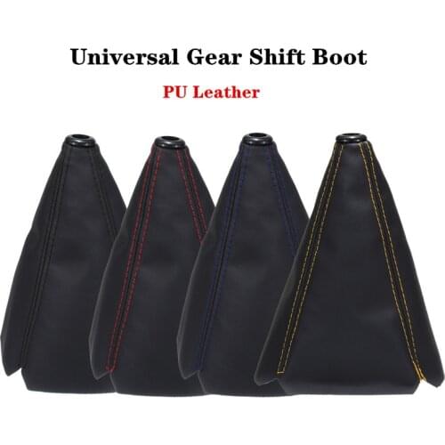 16mm Universal PU Leather Car Gear Shift Collars Carbon Fiber Auto Car Manual Stick Shifter Knob Gear Shift Boot Cover Gaiter