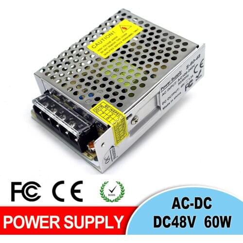 Universal Power Supply DC 48V 1.3A 60W Switching Power Source Transformer 100-240V AC TO DC48V SMPS for CCTV CNC Stepper Motors