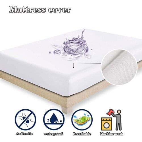 Waterproof and Breathable Mattress Cover King Size Bed Cover King Size Double Bed Anti-mite Soft for Home Hotel Machine Washable