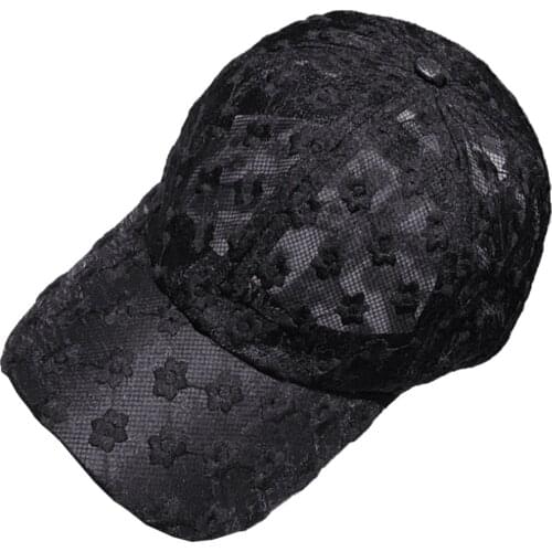 Women Washable Outdoor Daily Lace Flower Baseball Cap Casual Visor Summer Portable Breathable Mesh Embroidered Casquette