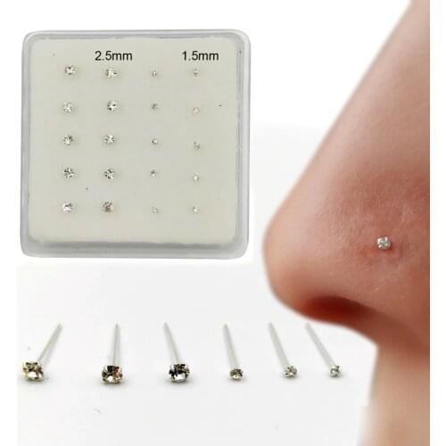 925 Sterling silver nose stud 1.5mm 2.5mm mixed nose pin stud indian nostril piercing 20pcs/pack