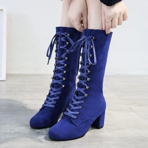 Black Womens Knee Boots High Heel Shoes Winter 2020 Fashion Thigh High Boots Platform Ladies Snow Shoes Boots Female Plus Size