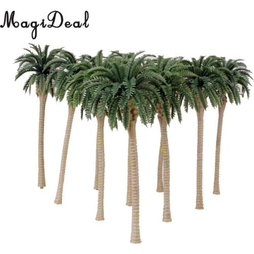 10Pcs 1:75 Scale Plastic Model Trees Artificial Coconut Palm Trees Rainforest Forest Beach Seaside Scenery Layout