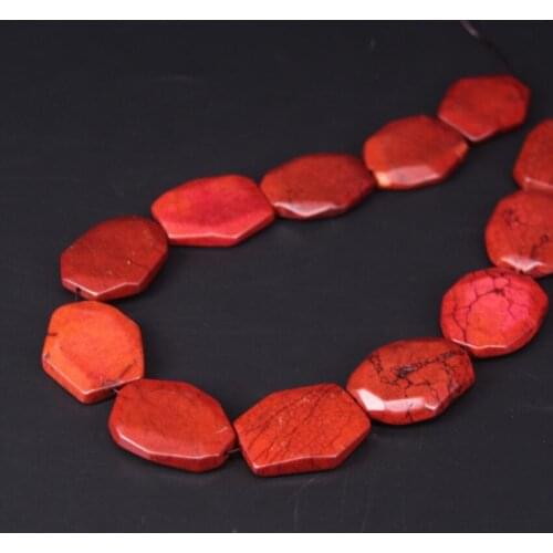 11-13pcs/strand Faceted Turquoises Slab Bead Pendants Orange Howlite,Cut Magnesite Stone Slice Nugget Loose Beads Jewelry Making