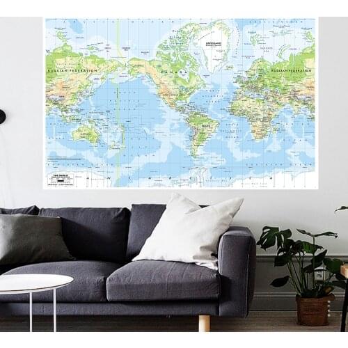150x100cm The World Map Mercator Projection Vinyl Spray Painting Map Without National Flag