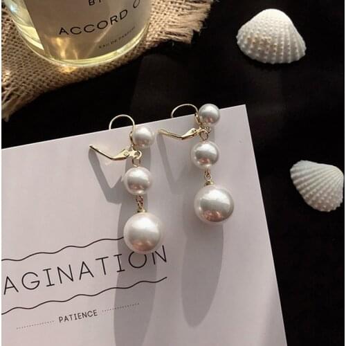 2020 Charm Temperament Earrings Women Fashion Simple Long Pearl Pendant Earrings Jewelry