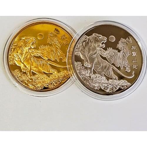 2022 New Year Gold Coin Twelve Zodiac Tiger Ox Commemorative Coins Collection Gift Decorative Coins Collection Decoration Goods