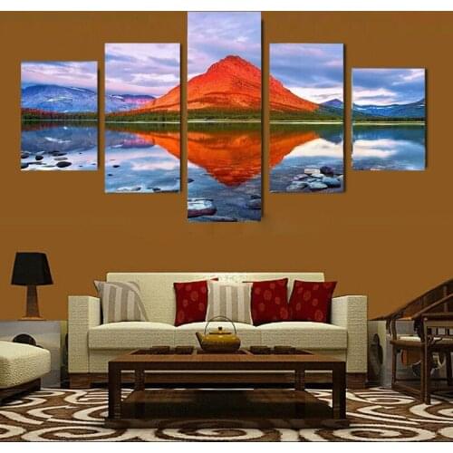 5 pieces spray painting pictures beautiful hill in American garden on oil canvas for living room decor and wallpaper, gallery