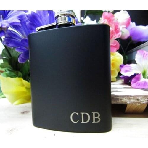6oz/8oz Personalized Hip Flask Engraved name Custom black leather stainless steel Gift for Him, Groomsmen Gifts