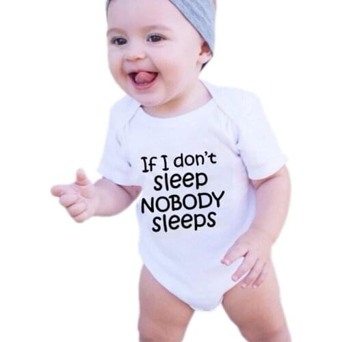 If I Don't Sleep Nobody Sleeps Newborn Baby Bodysuit Boys Girls Outfits Jumpsuit Letter Print Infant Causal Clothes Cotton Sets