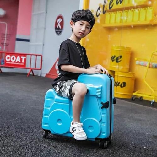 Boy Fashion Motorcycle Rolling Luggage Kids Cute Trolley Suitcases On Wheels Children Carry On Spinner girls Riding trolley case