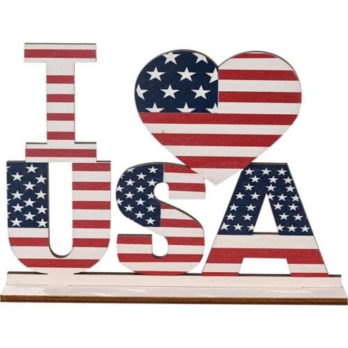 Independence Day Home Table Decoration Freedom Patriotic Wooden Decorative Plaque 4th Of July Letter Sign Blessed Room Decor