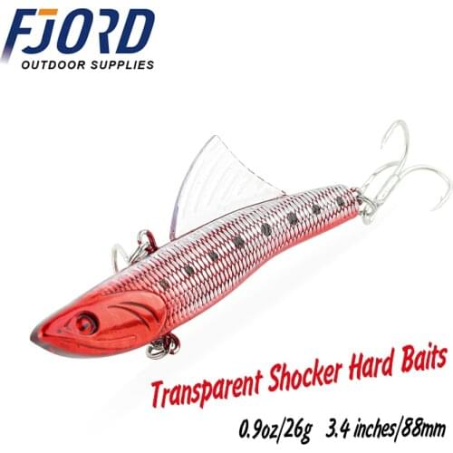 8color 88mm 26g Fishing Lures VIB Transparent Shocker Hard Baits Artificial Baits Full Swimming Layer Fishing Vibe FJORD Hooks