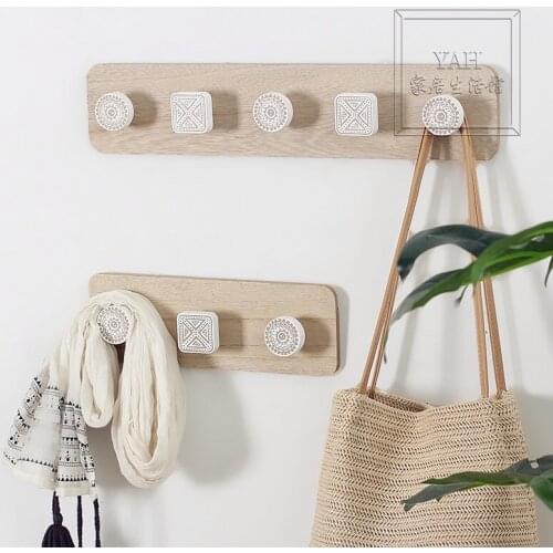 Ins Nordic Style Home Stay Wooden Coat and Hat Decorative Hook Creative Home Hotel Lobby Wall Hanging Coat and Hat Hook