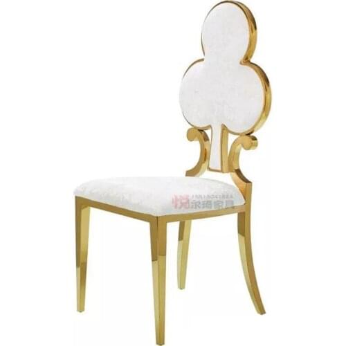 Stainless steel post modern metal light luxury banquet hall high back dining chair creative Hong Kong style hotel home