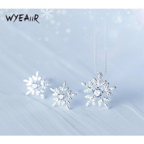 WYEAIIR Creative Snowflake Christmas Gift Simple Pendant Zircon Sweet 925 Sterling Silver Clavicle Chain Female Necklace