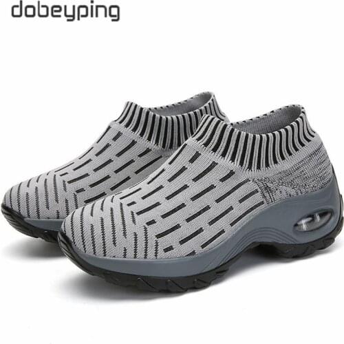 Spring Autumn Air Mesh Sneakers Women Platform Knitting Flats Female Soft Walking Shoes Woman Thick Bottom Ladies Sock Footwear