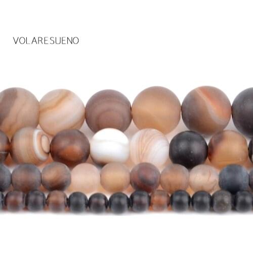 Natural Matte Coffee Agates Stone Round Loose Beads For Jewelry Making 4-12mm Spacer Beads Fit Diy Bracelet Necklace 15