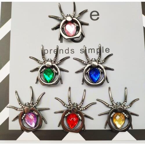 Bling Crystal Diamond Metal Spider Finger Ring Holder 360 Rotate Mobile Phone Finger Stand Sent For iPhone 11 12 pro For Samsung