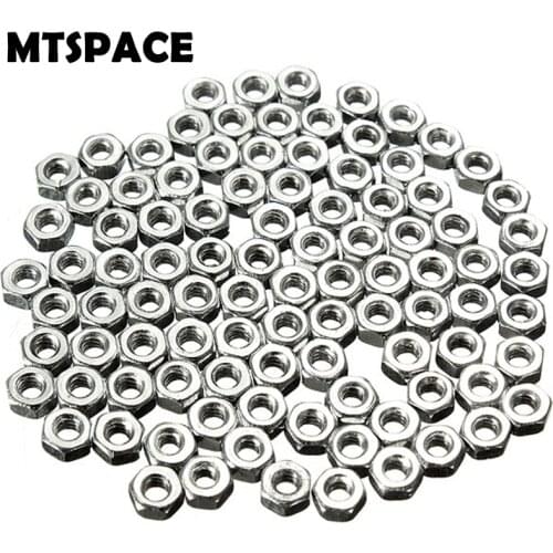 MTSPACE 100pcs/Set Standard Screw Nut M2 Dia 2mm Hex Screw Nut Nuts Good Quality Galvanized Carbon Steel 2mm