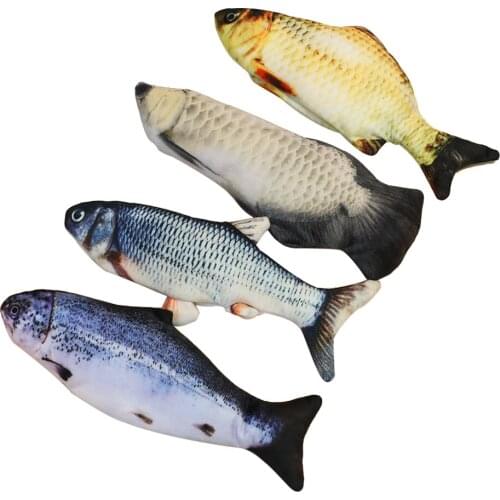 Pet Soft Electronic Fish Shape Cat Toy Realistic Plush Electric Charging Simulation Fish Toys Funny Cat Chewing Catnip Kicker