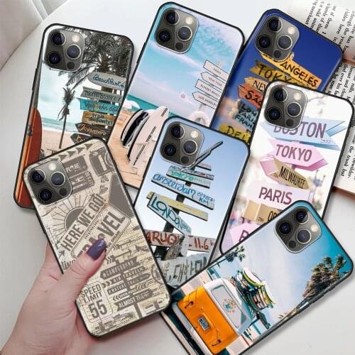 Soft Phone Case For iPhone 11 12 Pro Max 7 8 Plus Cover For XR SE 2020 X XS 6 6S 5 5S Silicone Shell Beach Tourism Navigation