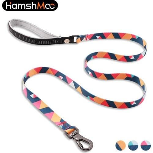 HamshMoc 150Cm Nylon Dog Leash Running Plaid Reflective Soft Padded Thick Safety Leash For Small Big Dog Training Correa Perro
